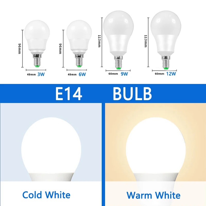 24pcs/Lot LED Bulb Lamps AC220V 20W 18W 15W 12W 9 6 3 E14 E27 For Home Bombillas Lampada Spotlight Lighting Cold/Warm White Lamp