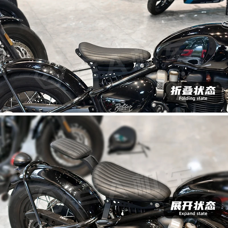Suitable for Triumph bobber motorcycle modification folding seat cushion front and rear seat cushion assembly with seat cushion