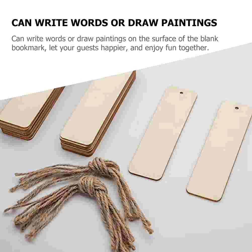 20 Pcs Wooden Blank Bookmark Rectangle for DIY Tag Bookmarks Ornaments Unpainted Unfinished Gift