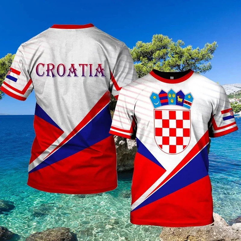 Custom Name Summer Casual Croatia Flag Graphic T-shirts Cool Men's Fashion Jersey Loose Short Sleeve Outdoor Streetwear - view 2