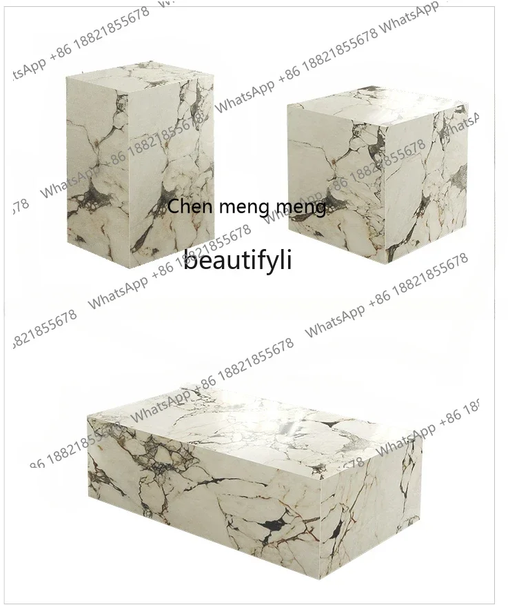 

New style French Retro Coffee Table Combination Side Table Marble Texture Designer Model Small Apartment ss 7304
