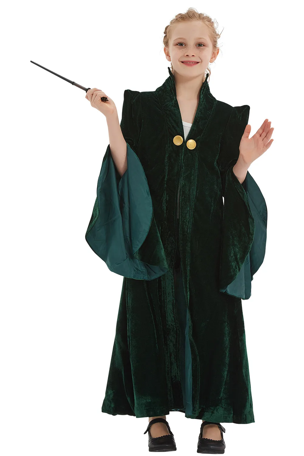 Professor Minerva McGonagall Cosplay Wand Kids Girl Costume Witch Roleplay Fantasia Child Halloween Carnival Disguise Role Play