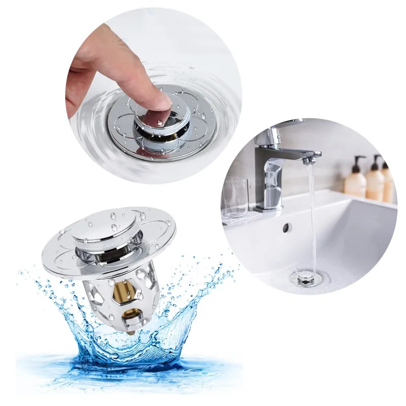 Anti Clogging Pop-Up Sink Drain Wash Basin Drain Filter Valve Hair Catcher Shower Sink Strainer Bathroom Drain Stopper Bath Plug