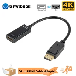 4K DP to HDMI-compatible Adapter Converter Display Port Male DP to Female HD TV Cable Adapter Video Audio For PC Laptop TV