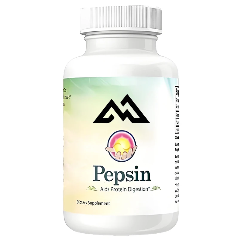 Pepsin supplement, 700mg, 60 gelatin capsules containing pepsin to support protein digestion and metabolism assistance