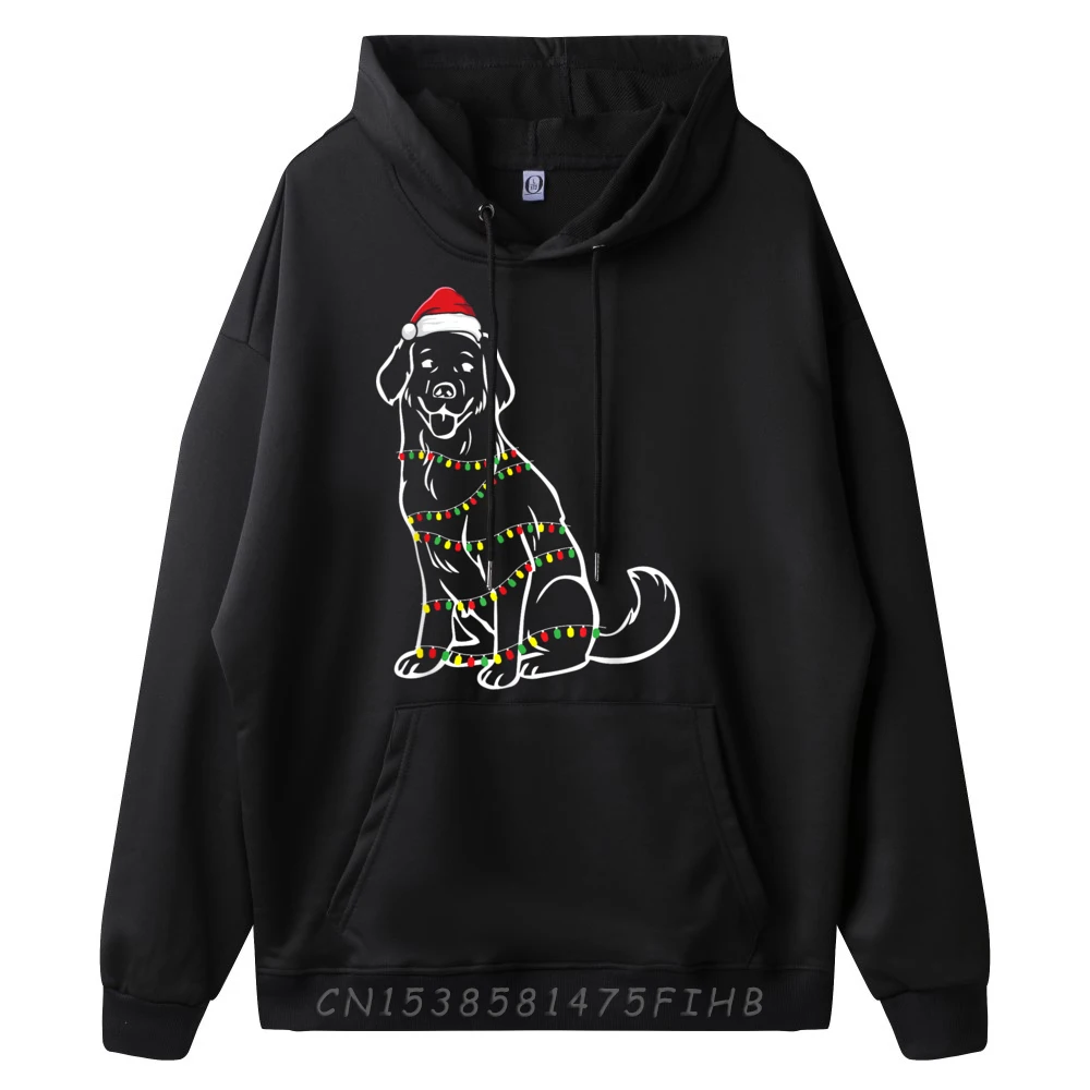 Golden Retriever Christmas Tree Lights X-Mas Cute Dog Puppy Graphic Sweatshirts Men Spring Sweater New In Sweatshirts