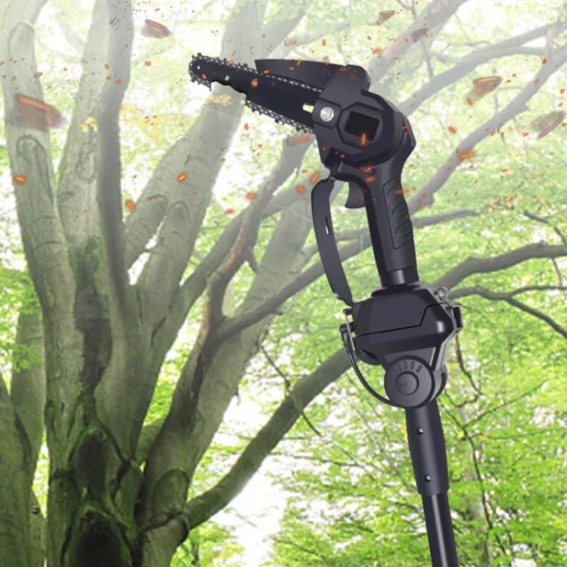 hot sale 4inch 6inch Mini Chainsaw Extension Pole Chain Saw Battery Powered Cordless Pruning Electric Pole Saw Telescopic