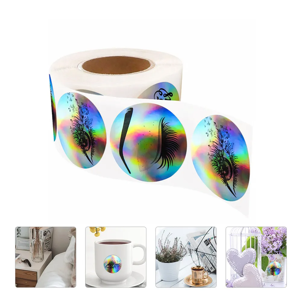 

1 Roll Self Adhesive Eyelash Design Sealing Stickers Creative Round Decorative Labels for Candy Biscuit Wrapping