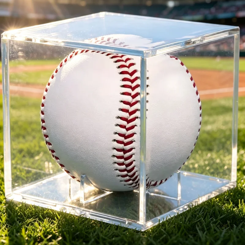 Caja de exhibición de béisbol de acrílico de 80 mm, impermeable, a prueba de polvo, soporte de almacenamiento para pelotas de golf, protector ligero para recuerdos deportivos coleccionables