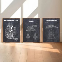 Millennium Falcon Poster Self-adhesive Art Waterproof Paper Sticker Coffee House Bar Room Wall Decor