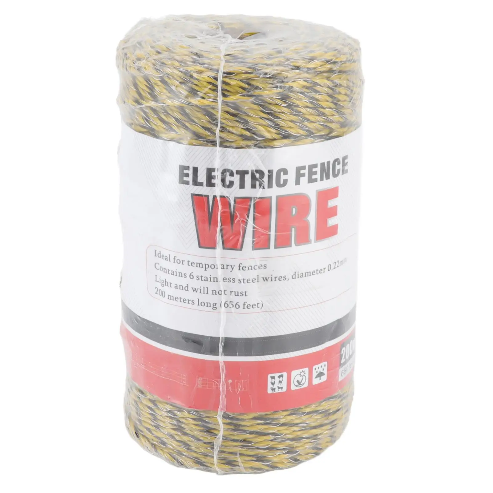 6-Strand Electric Fence Polywire for Farms - Low Power, High Conductivity, Stainless Steel Wire