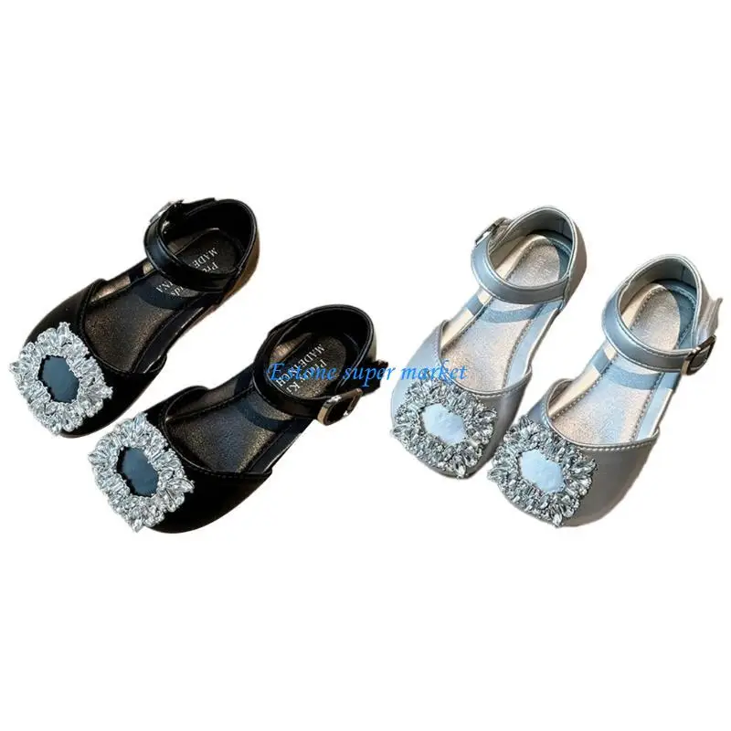 

090B Girls Rhinestones Sandals Trend and Comfortable Princess Shoes for Daily Party