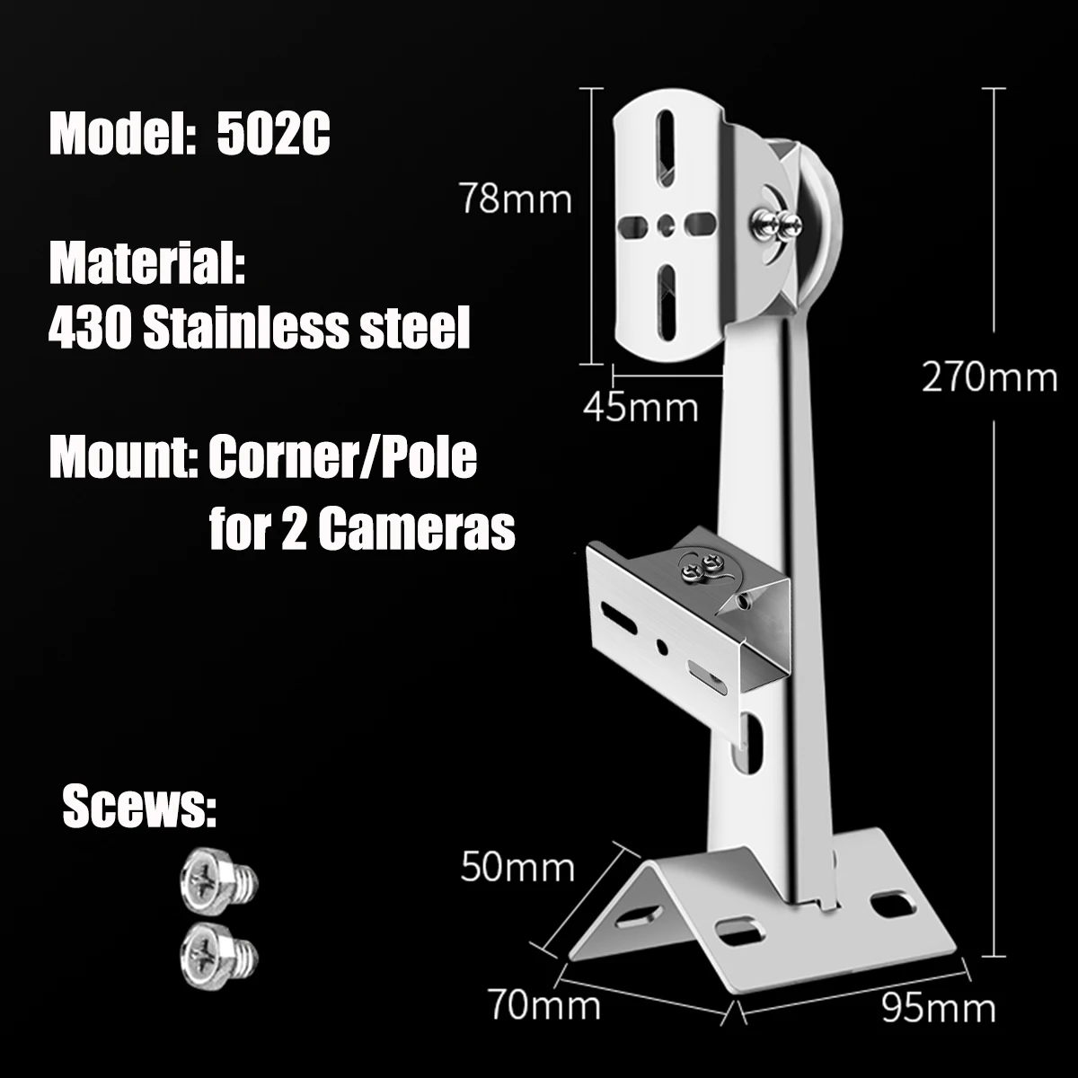 

New CCTV Camera Mounting Bracket 430 Stainless Steel Thickened Surveillance Security Camera Hoop Pole Wall Corner Mount Support