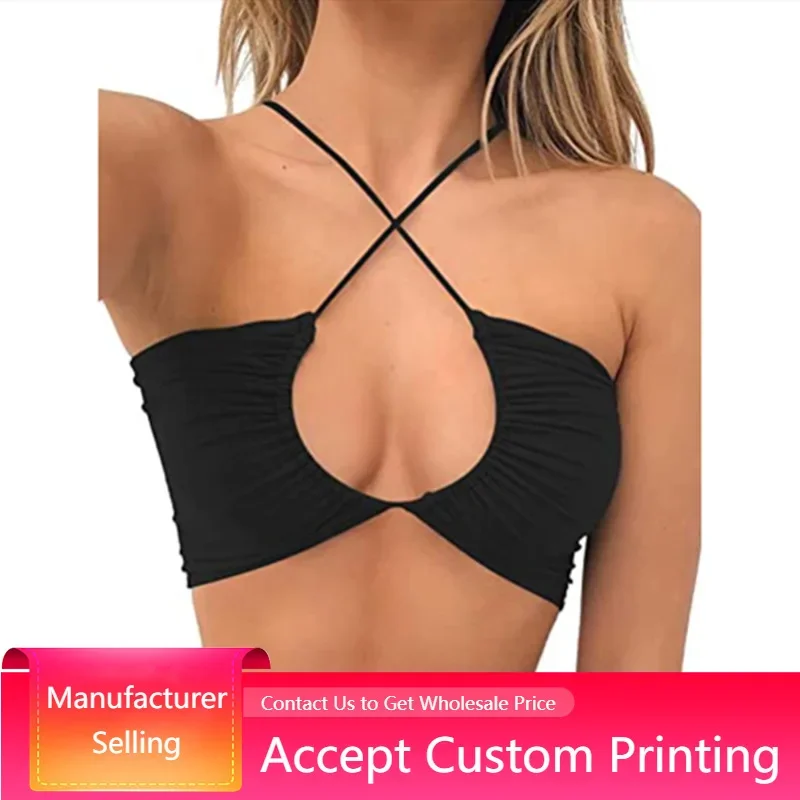 

Womens Sexy Criss Cross Lace up Sling Basic Bow Tie Crop Top Solid Color Corset Strap Tie Bralette Bustier Stripper Outfits