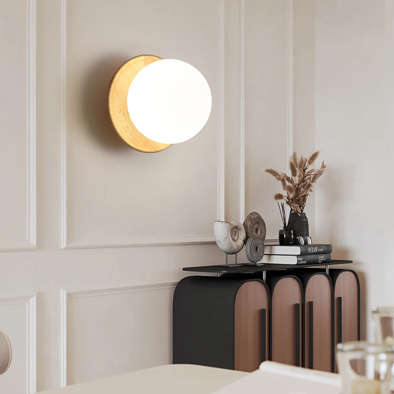 Beige Log Warm LED Wall Lamp Simple White Living Room Luminous Indoor Lighting Nordic Style Bedroom Stair AC110-220V Light 2024 image 5
