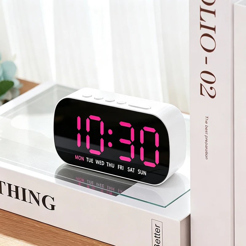 Bedside Digital Alarm Clock Multi‑Function Temperature Display 5‑Level Brightness LED Desk Clock With Time Memory Function