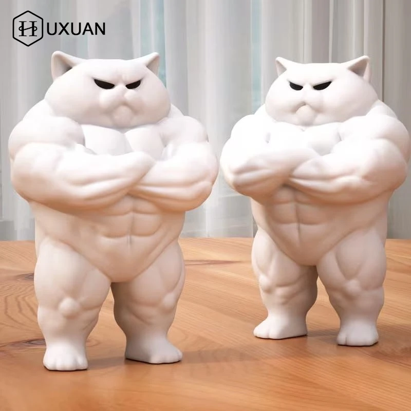 White Muscular Cat, Capybara, Cow, And Tiger Statues, Durable Plastic Home Decorations, Perfect Gift, Interior Living Room Décor