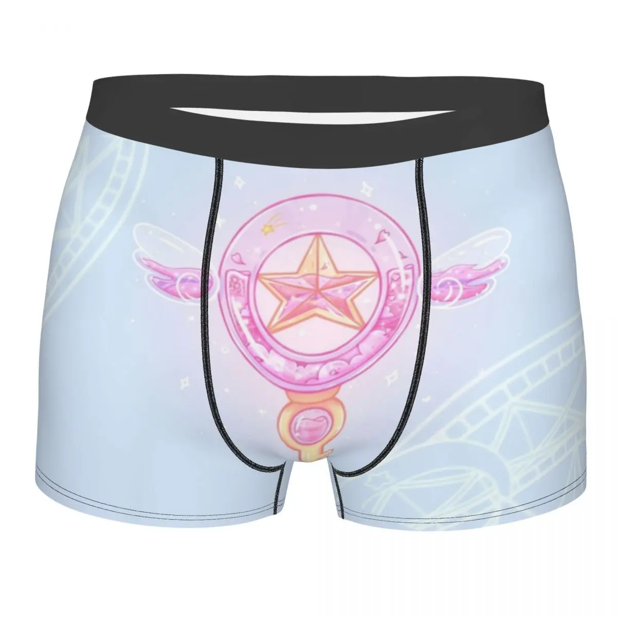 Kawaii Cardcaptor Sakura Star Wand Key Men Underwear Boxer Shorts Panties Printed Breathable Underpants for Homme