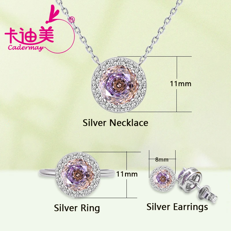 

CADERMAY High Quality 925 Silve Ring Earrings Necklace Original Color Double Color Eye Stone Wedding Party Gifts Brand For Women