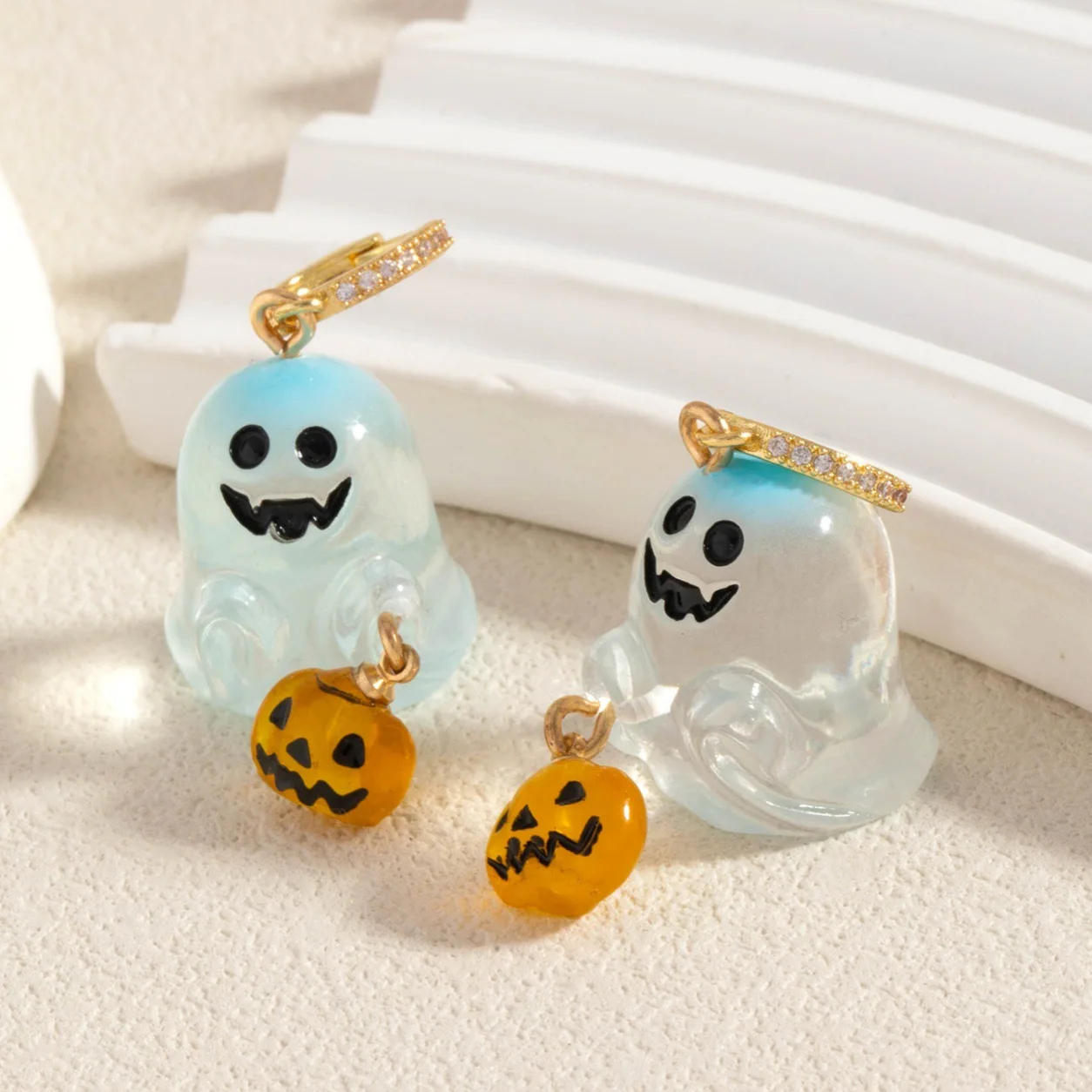 Halloween Theme Enamel Dangle Earrings Stainless Steel Pumpkin Ghost Spider Web Hoop Ear Jewelry Tarnish Resistant Party Daily view 6