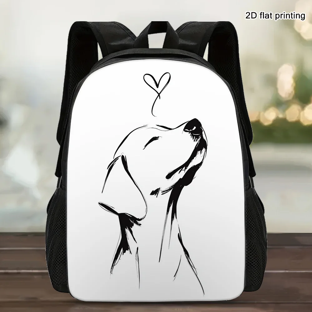

1 Fashion Large Capacity Travel Backpack - Cute Dog Dream 2D Flat Print Lightweight Backpack with Adjustable Straps