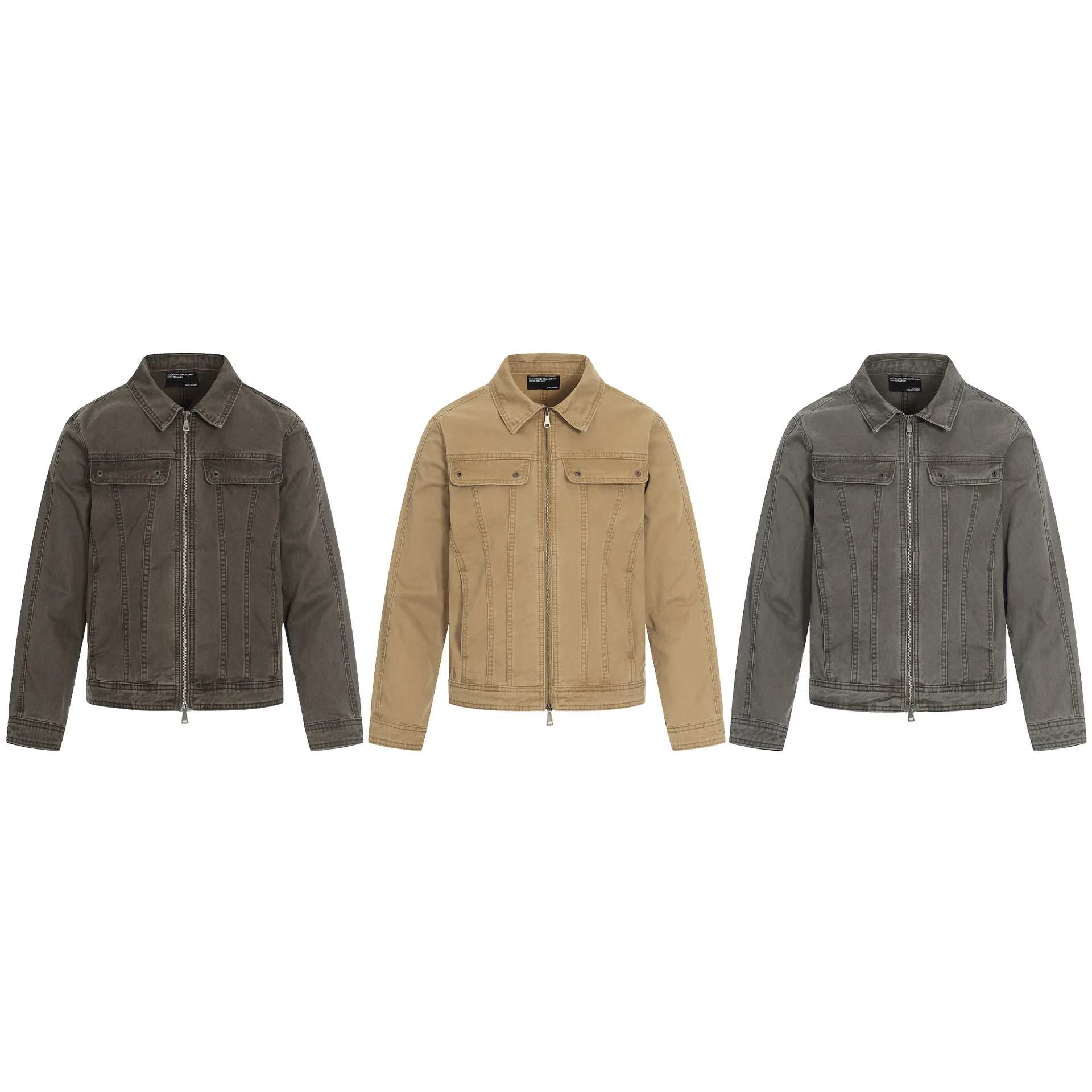 

American Sle Brown Collar Jaet Loose Fit Men's Workwear Casual Outerwear Vintage Design Slimming Long Sve Coat