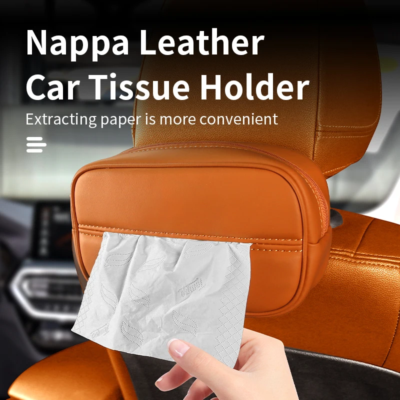

For Mercedes - Benz Car Tissue Box Holder Nappa Leather Car Center Console Armrest Napkin Box Sun Visor Backseat Tissue Case