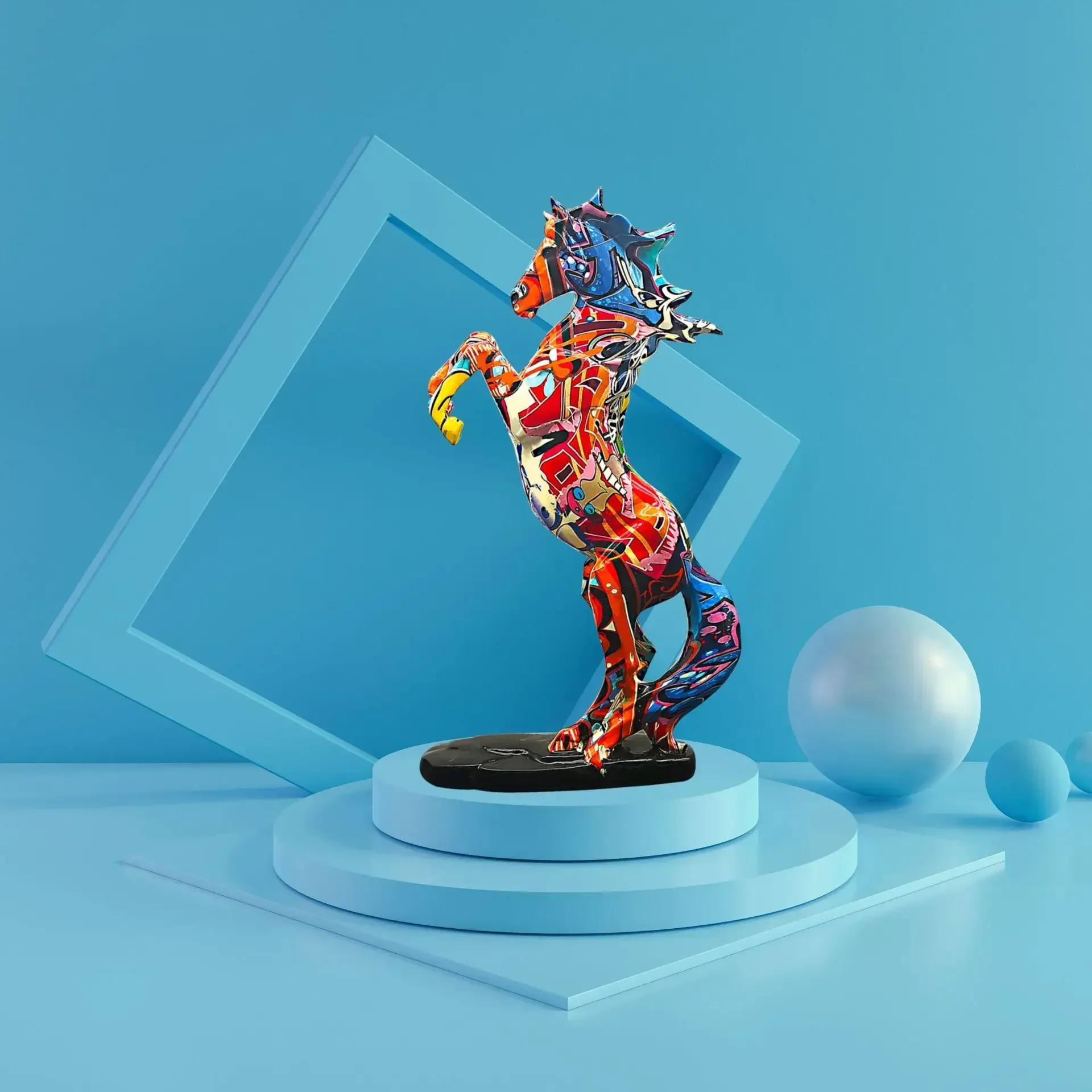 

Красочные художественные граффити, переводная лошадь, успех, полимерные изделия, домашние предметы интерьера, вход в гостиную, украшение винного шкафа