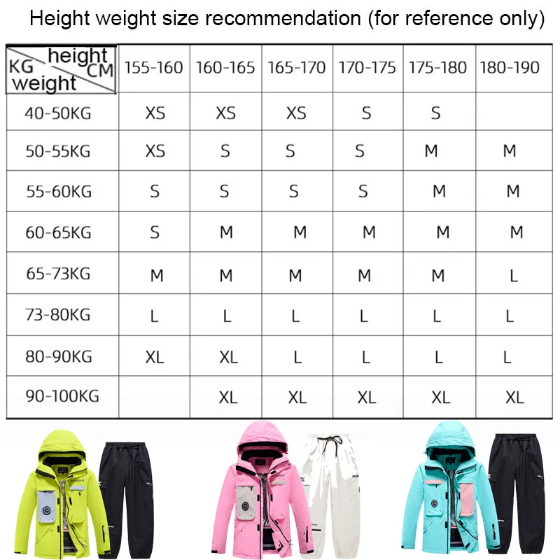 Ski Suit for Women Single Board Ski Hoodie Suit Men Winter Warm Thickened Waterproof Windproof Ski Clothing Set Jackets Pants