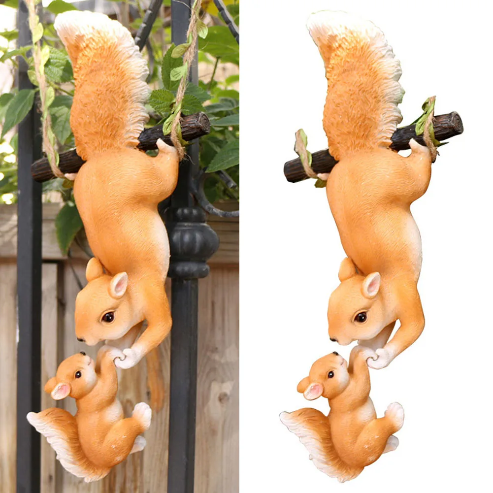 Outdoor Resin Squirrel Decorative Statue Vibrant Color Mother Swing Design For Yard Garden Landscape Lawn Ornaments