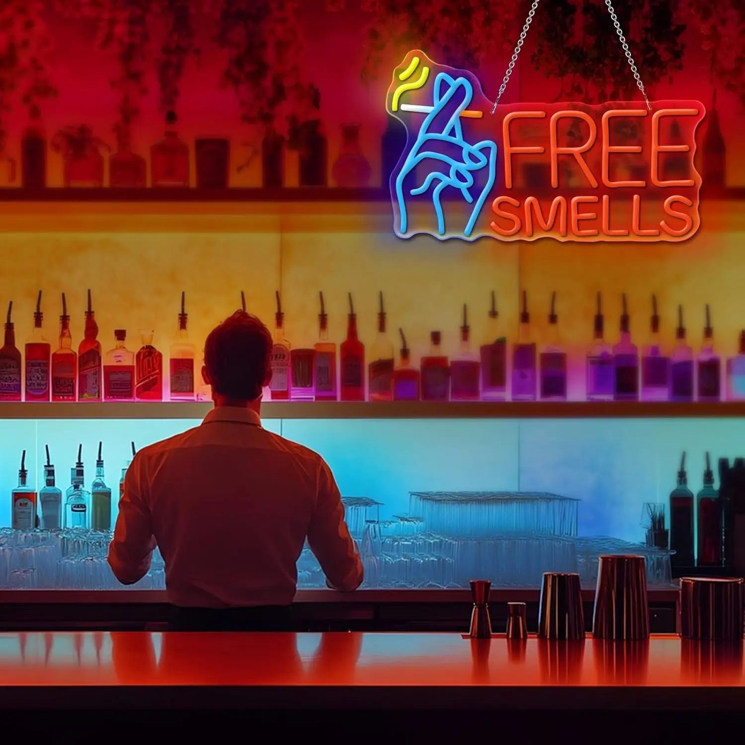 Free Smells LED Neon Sign USB Dimmable Neon Light Sign for Gameroom Bedroom Bar Livingroom Birthday Party Gift Wall Decor