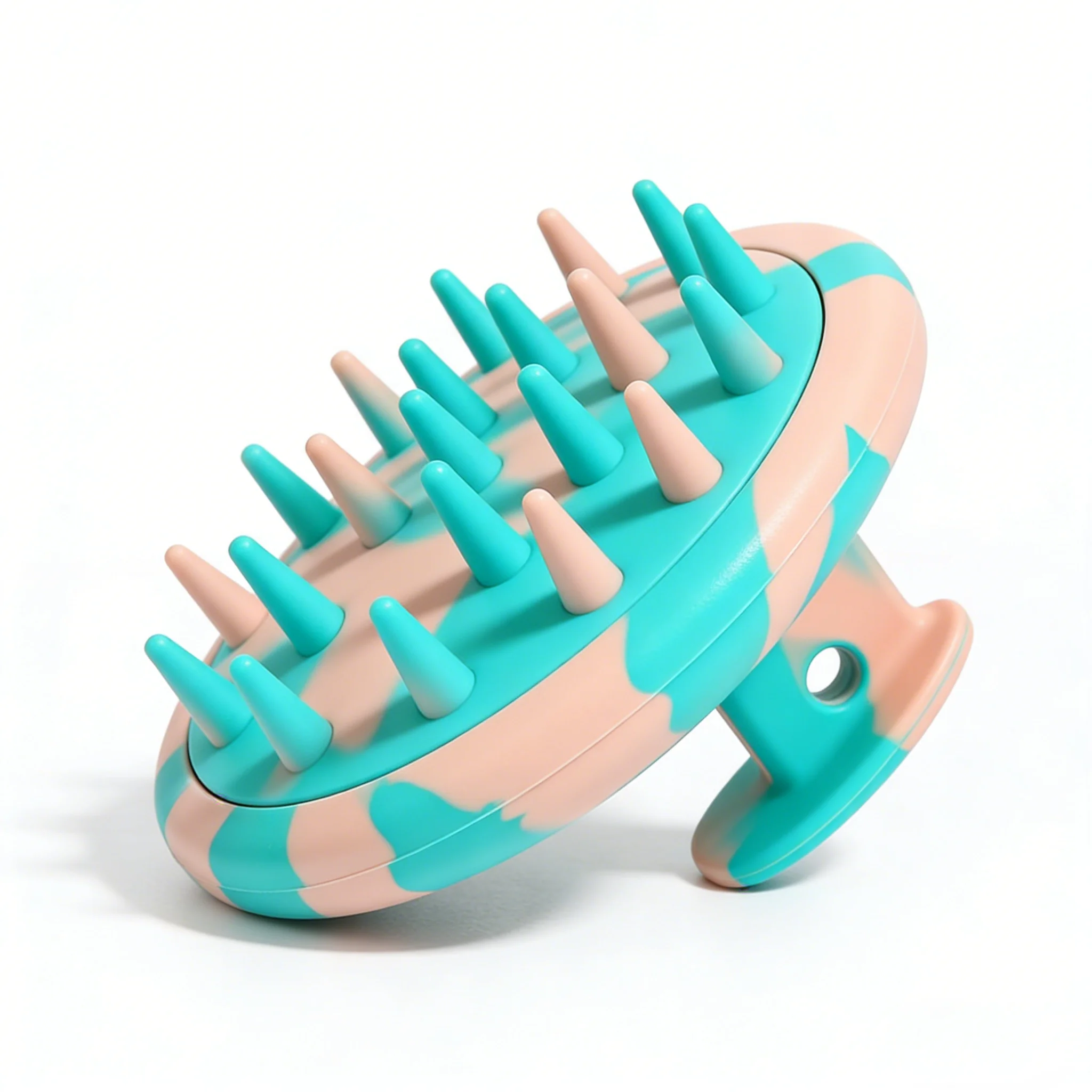 

"Marble Swirl Silicone Scalp Massager Shampoo Brush, Soft Bristle Hair Scrubber with Ergonomic Handle, Deep Cleansing for All Ha