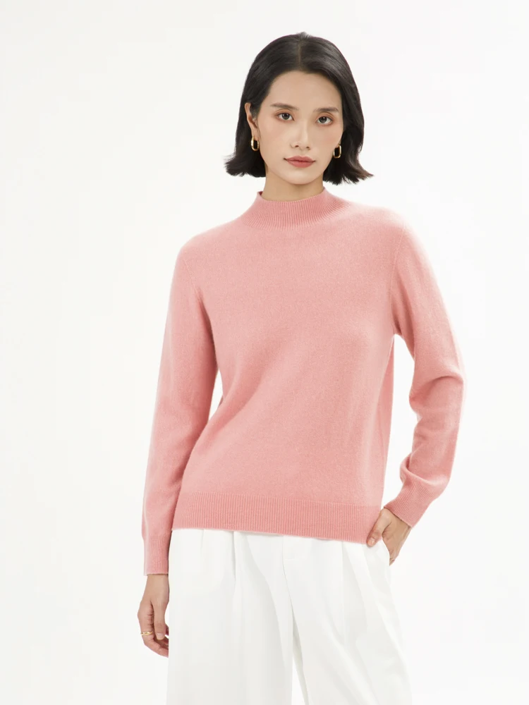 Maglione autunnale da donna 100% pullover in cashmere collo a lupetto manica lunga cava maglieria in cashmere abbigliamento femminile nuova moda