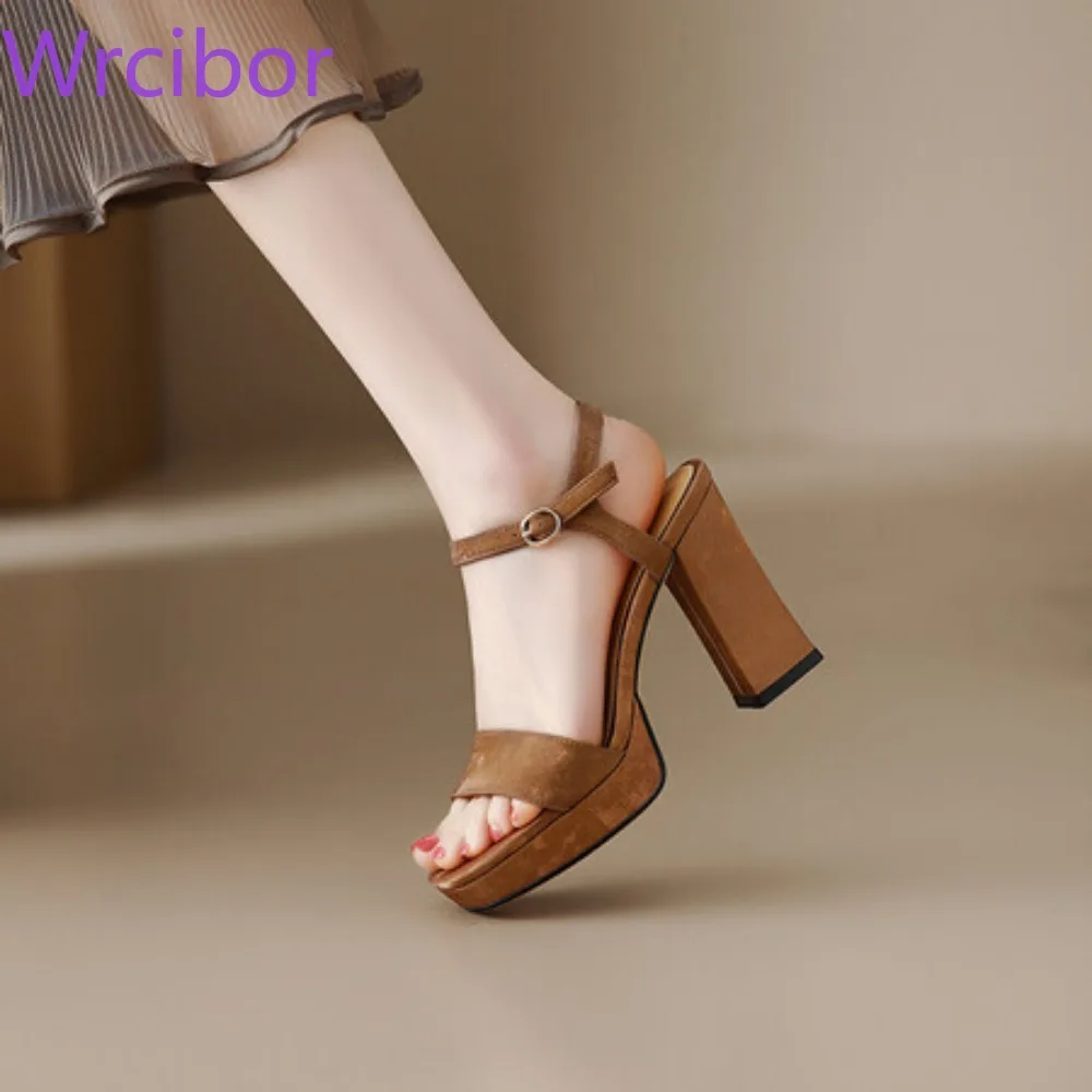 

Women's Sandals Open-toe Roman Shoes Summer New Temperament Has A Waterproof Platform Square Head Thick with A Word Belt