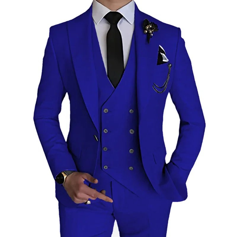 Terno de casamento monocromático para homens, casaco, calças, colete, vestido, blazers, jaqueta, calças, boutique de lazer, moda, novo, 3 peças, 2023