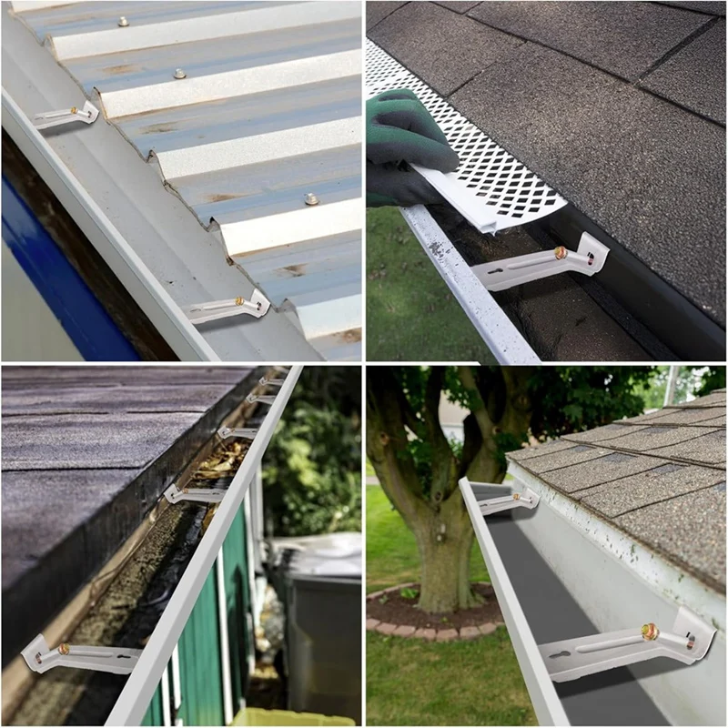 Suporte de calha escondido AAAN-28-Pack, suportes de calha de chuva resistentes com parafusos e braçadeiras para calhas de vinil tipo K