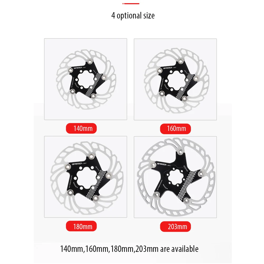 IIIPRO Mountain Bike Bicycle Floating Disc Brake Rotor 6 Bolts 140mm 160mm 180mm 203mm