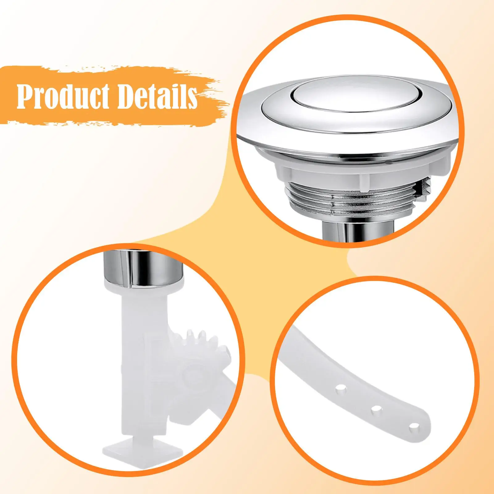 Toilet Flushing Button Replacement 38mm Threaded Plastic Button for Bathroom Toilet Water Tank Parts
