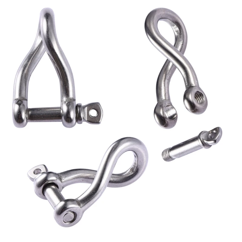 Stainless Steel Carabiner D Bows Shackle Key Rings Keychain Hook Screw Joint