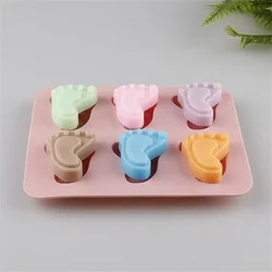 Cute Baby Foot Print Silicone Soap Mold Footprint Shaped Chocolate Mould Lotion Bar Jello Ice Cube Tray Cookie Pan Shower Party