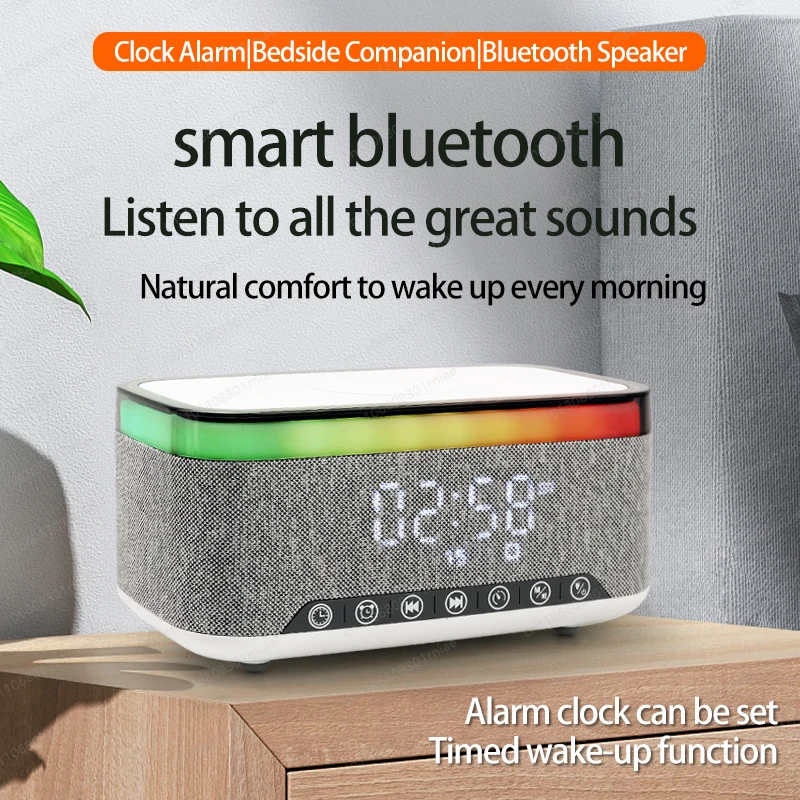 Wireless phone charger speaker alarm clock multi-function 15w charger station desktop