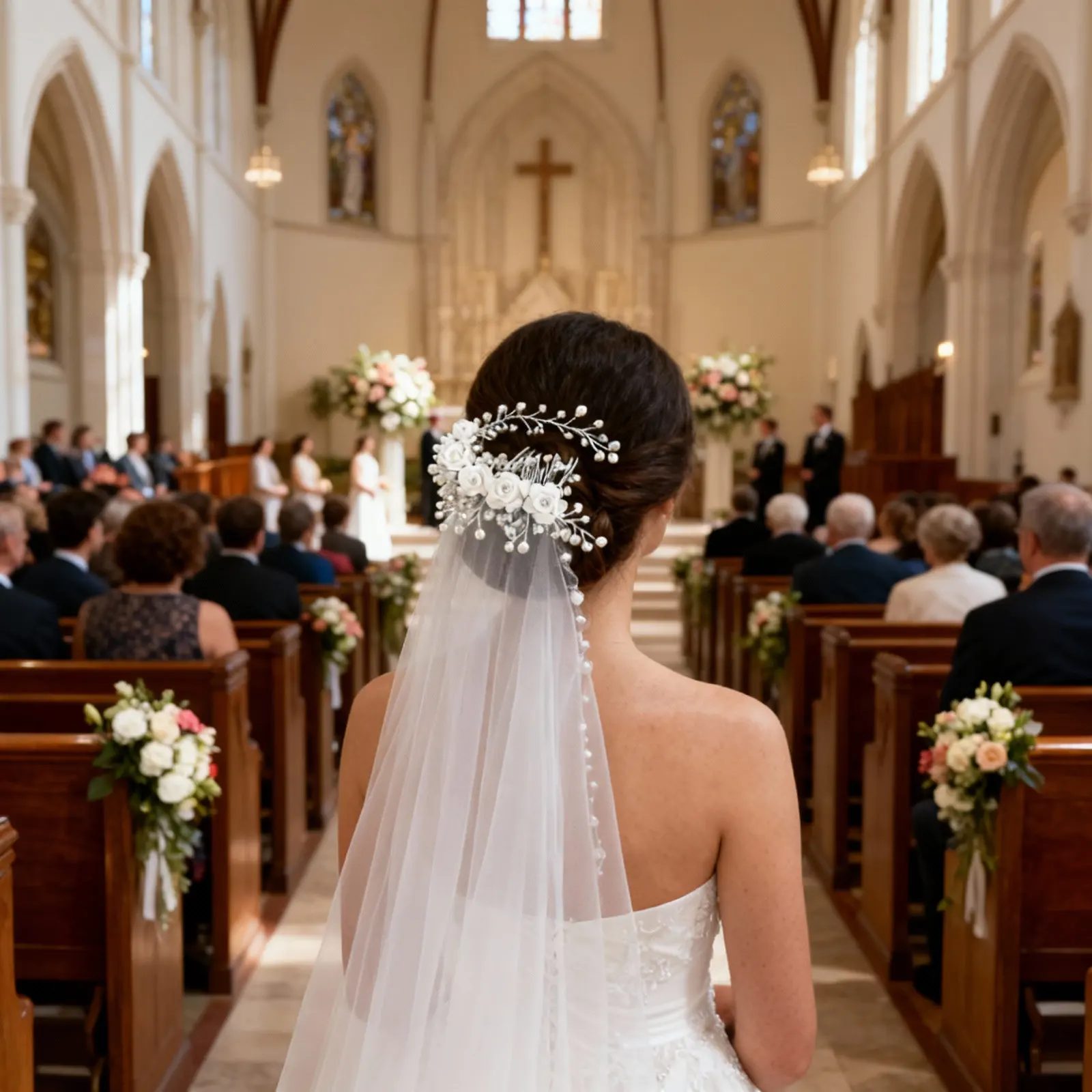 

Свадебный гребень для волос с белыми жемчужинами и цветочным дизайном, для свадьбы, вечеринки, выпускного, церкви, танцев, элегантный женский модный аксессуар, подарок