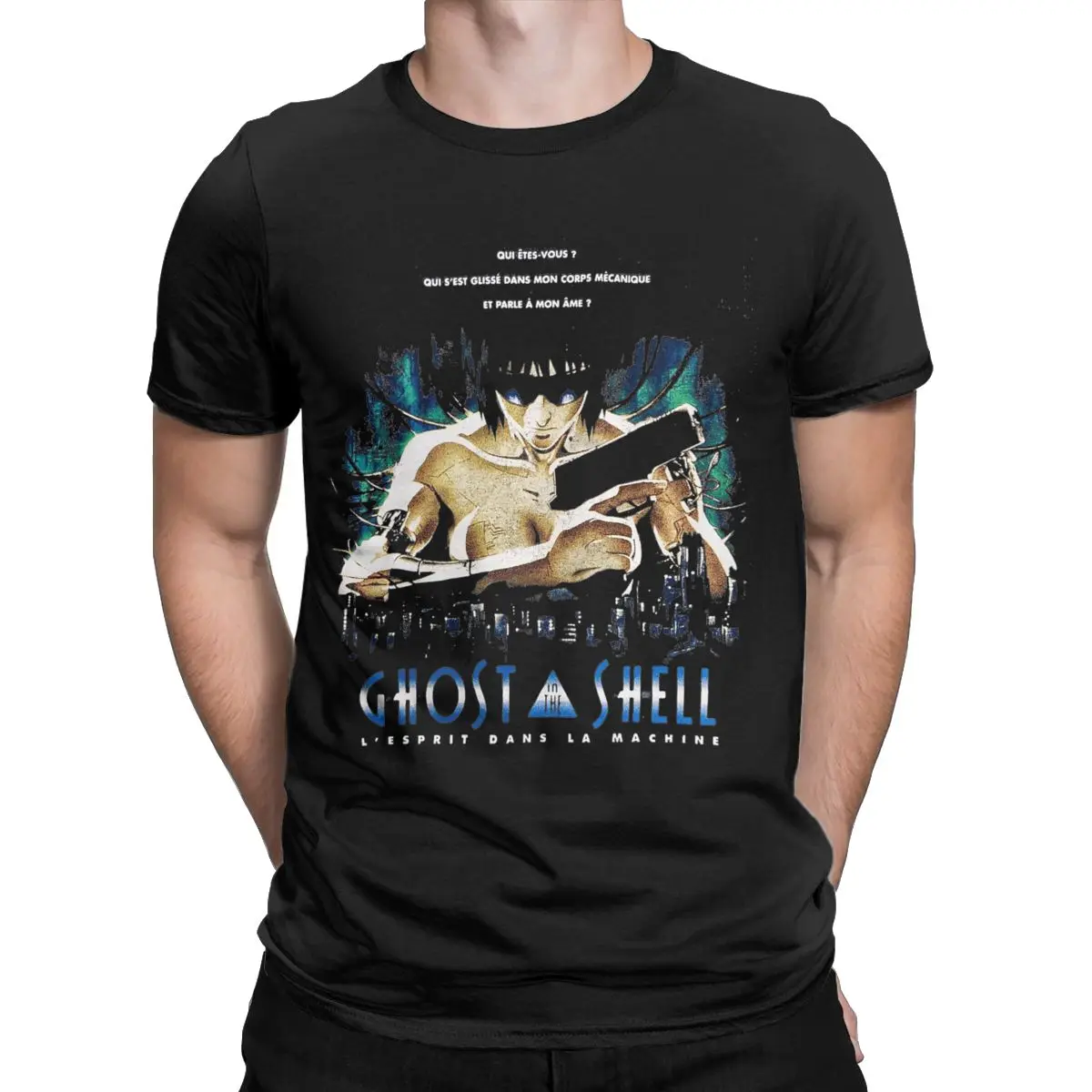 Men\'s Ghost In The Shell 1995 T Shirt Anime Manga Cotton Clothes Vintage Short Sleeve Crew Neck Tee Shirt Summer T-Shirt