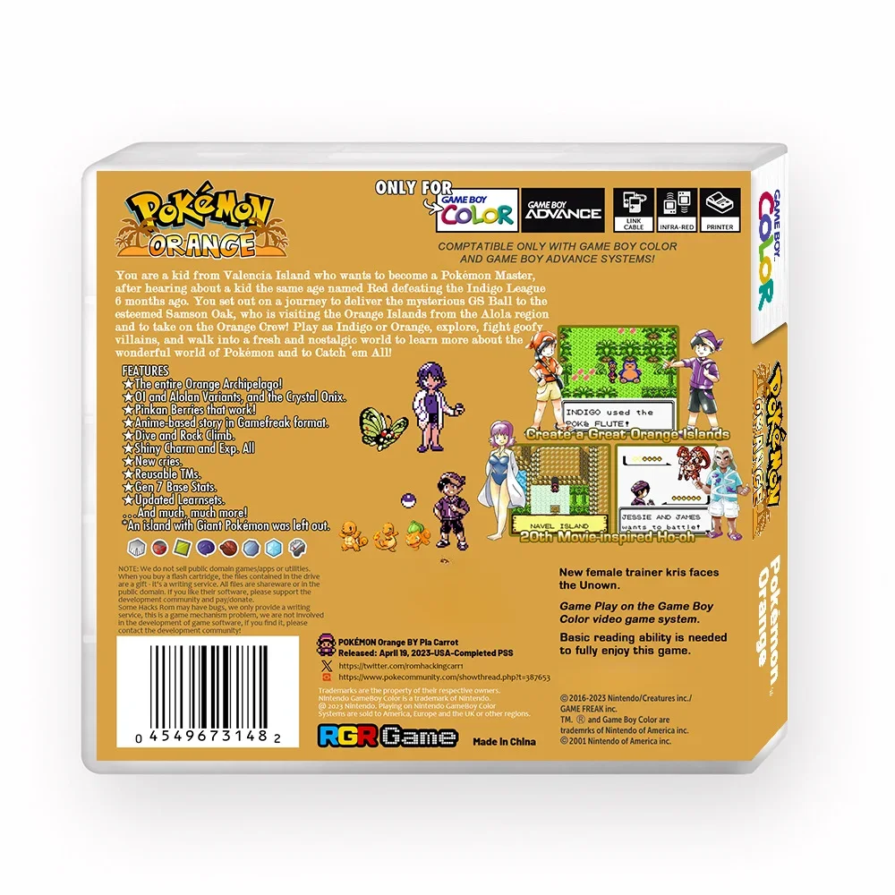 GBC/GBA Game Cartridges Video Game Console Cards Pokemon Orange American Version of The English Game