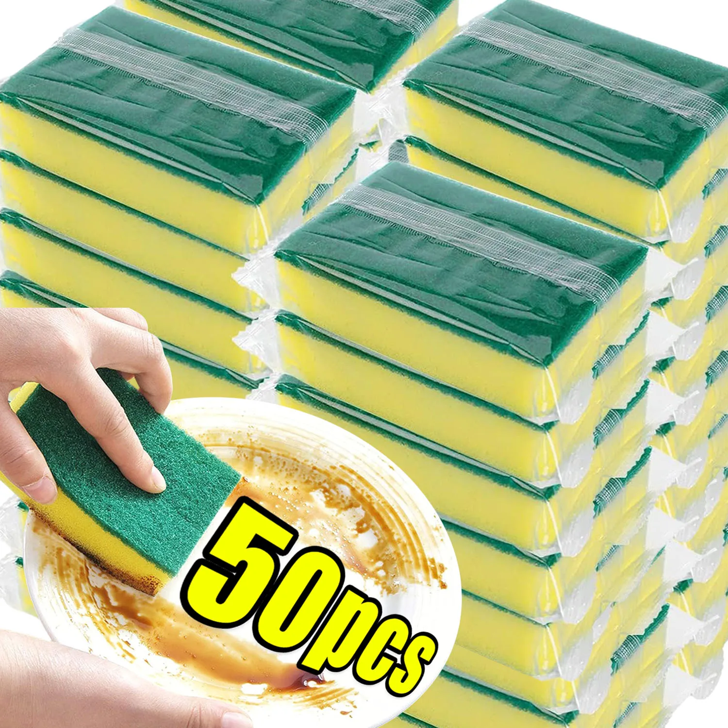 100/1 szt. Gąbka do mycia naczyń kuchennych miękka chłonna czysta pocieranie garnek rdza podkładka do szorowania zestawy do usuwania szczotka do czyszczenia gospodarstwa domowego gąbka
