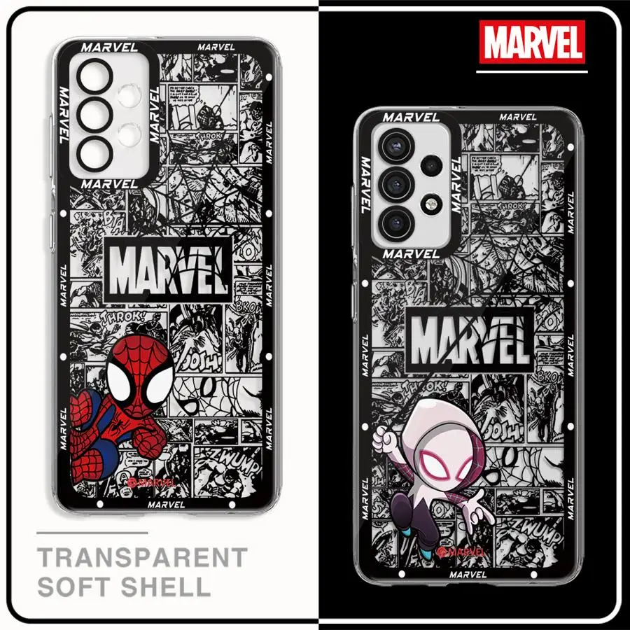 Cute Marvel Spider Man Cover Case for Samsung Galaxy A35 A55A53 A54 A73 A34 A33 A25 A24 A13 A14 A15 Clear Soft Shell