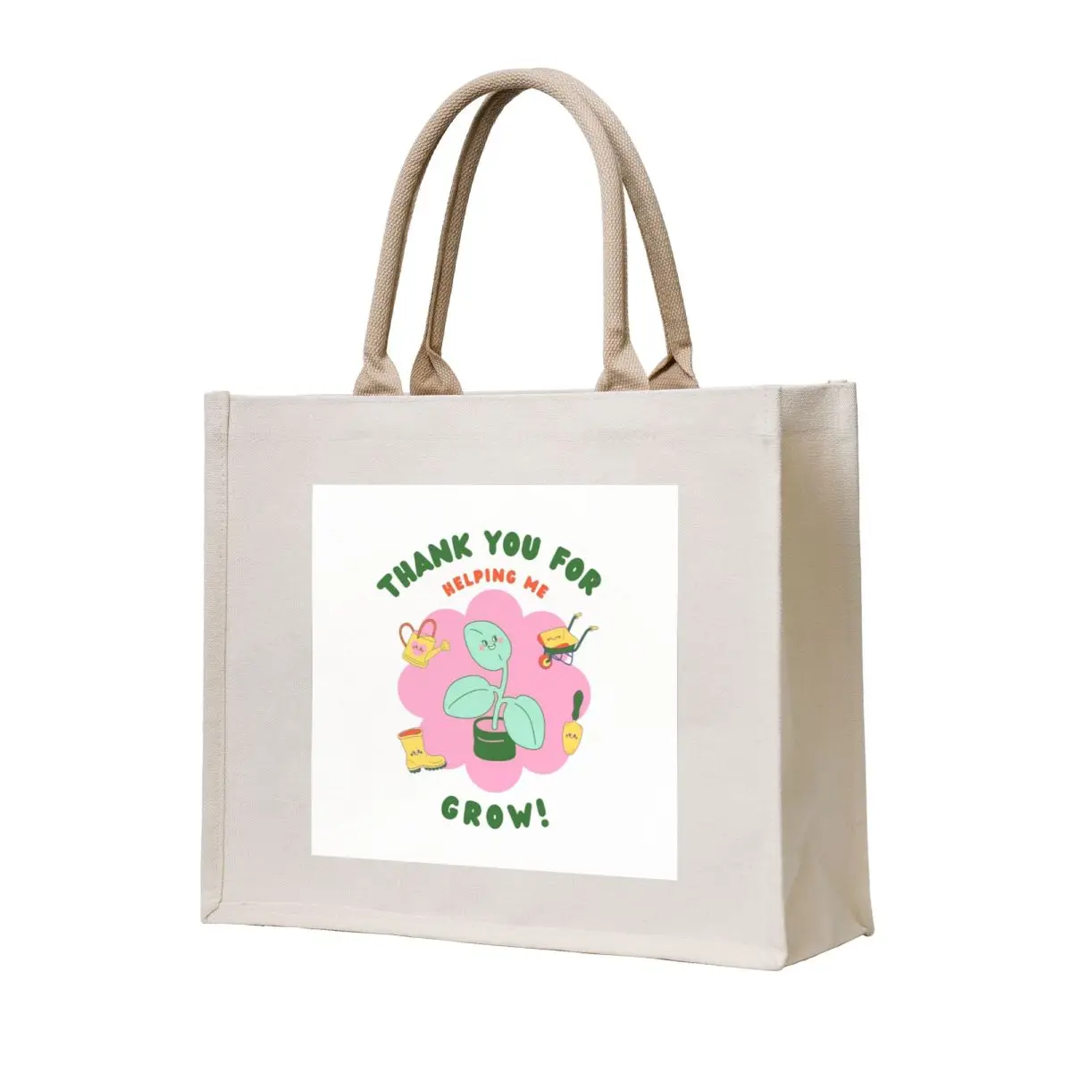 

A Cute Plant Rounded with Gardening And Planting Elements and heartfelt says Thank you for helping me grow! Tote Bag