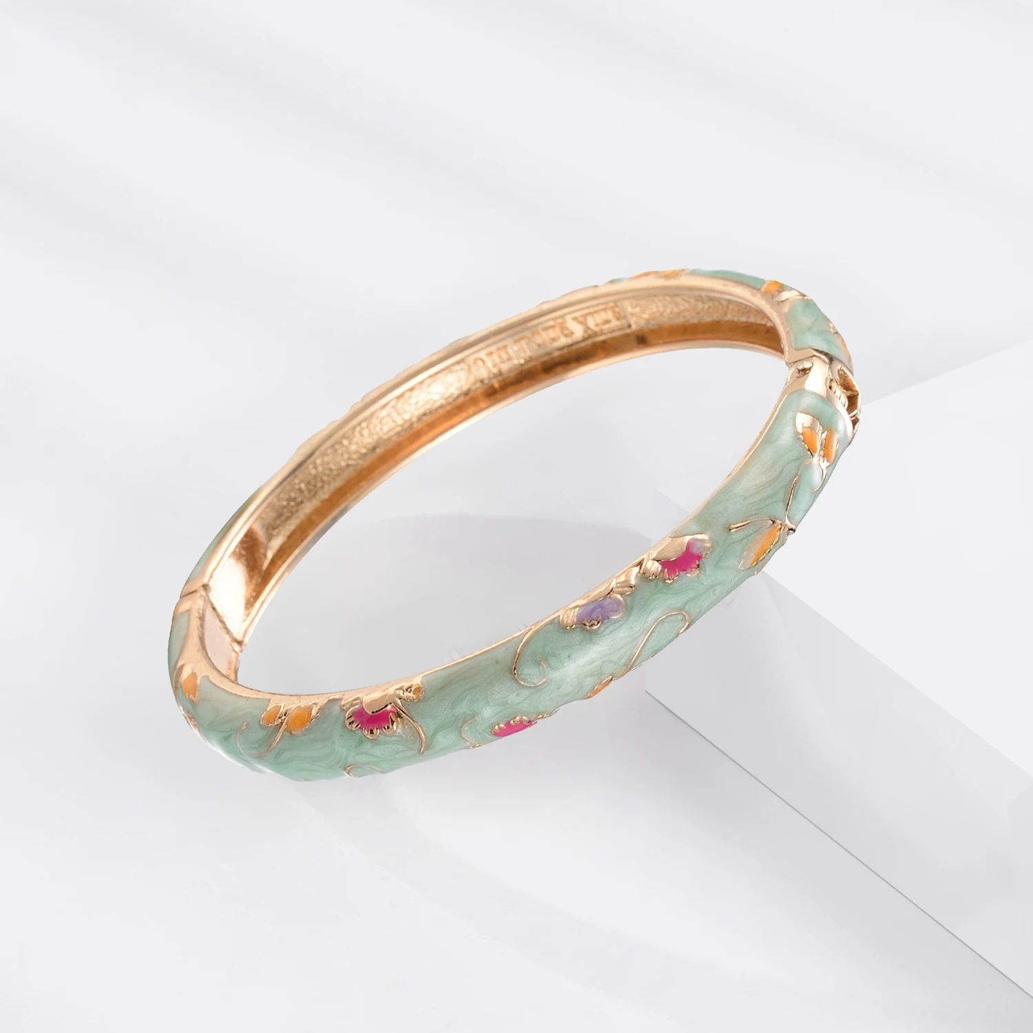 1/6 PCS Enamel Bangle On Hand Trendy Women\'s Bracelet Green Cloisonne Bracelet For Women India African Jewelry Hawaiian Bohemian