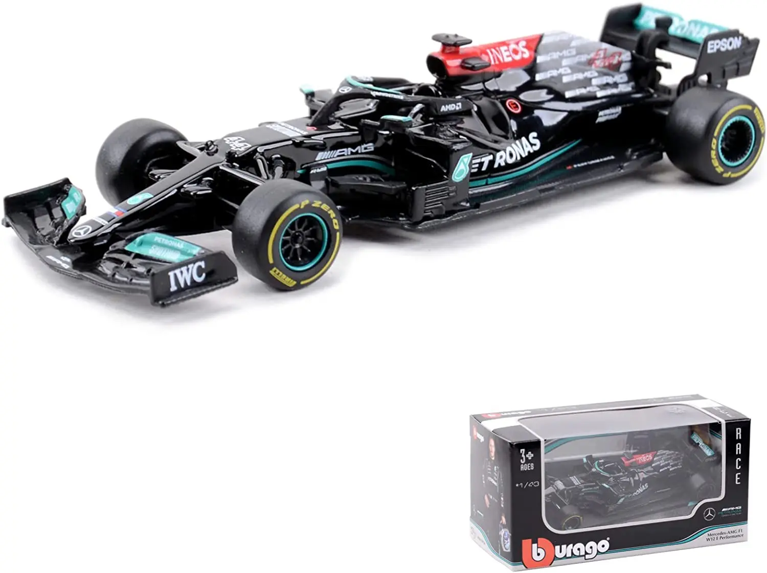 Bburago 1:43 F1 W12 Hamilton #44 Bottas #77 Mercedes-AMG Racing Model Simulation Car Alloy Toy Collection Gift