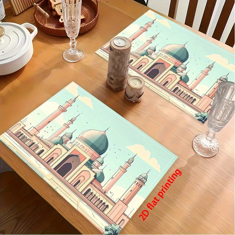 1PC Placemat, Subtle Colors of The Majestic Mosque, for Home and Kitchen Family Gatherings